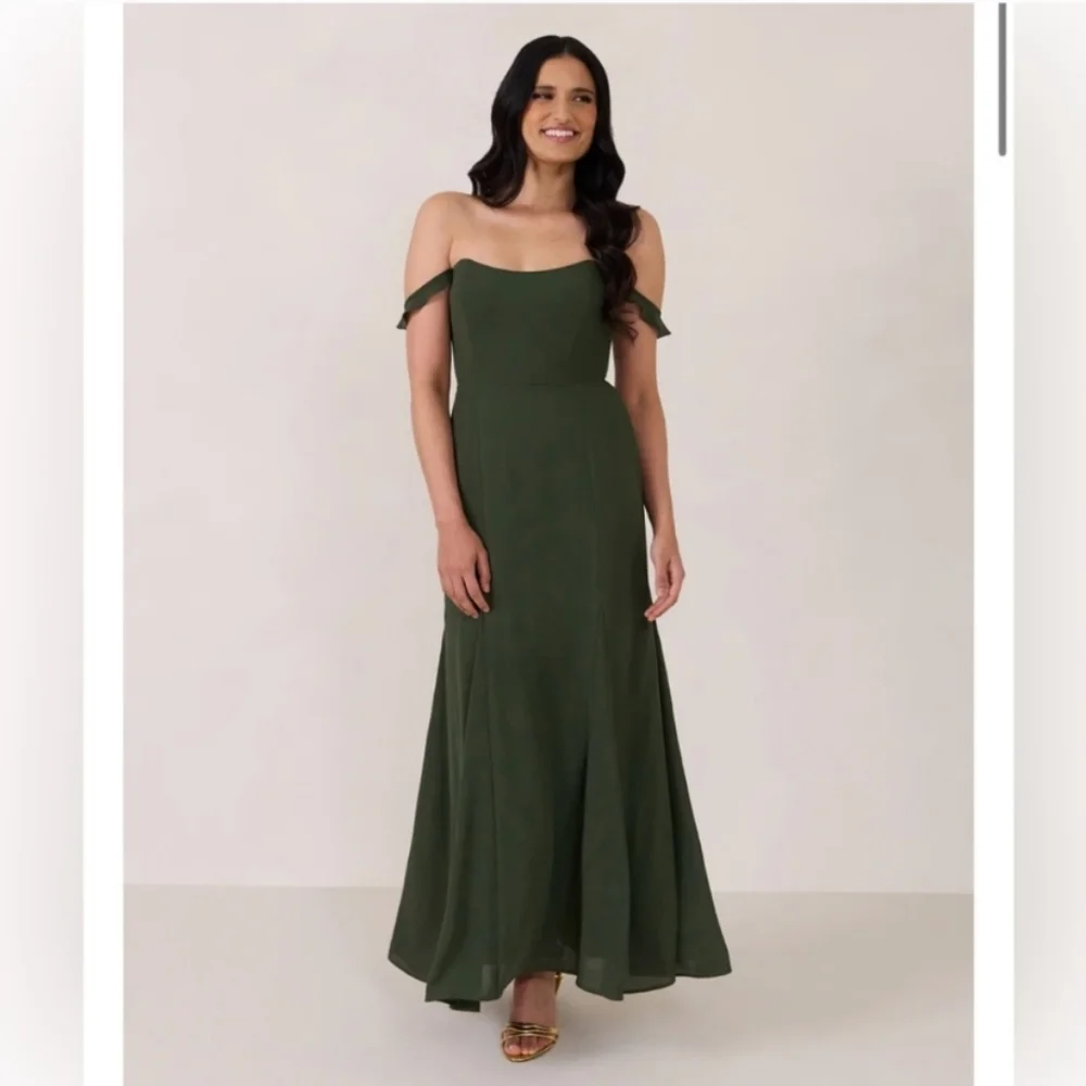 Park & Fifth Strapless Forest Green Dress - Picture 1 of 4